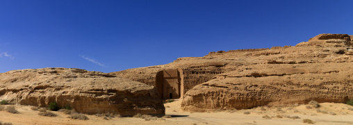 Nabataean tomb in al-Hijr archaeological site in Madain Saleh, Al Madinah Province, Alula, Saudi Arabia