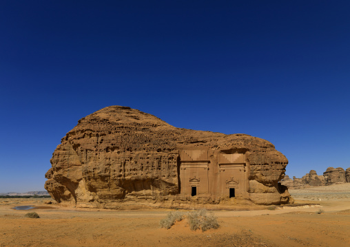 Nabataean tomb in al-Hijr archaeological site in Madain Saleh, Al Madinah Province, Alula, Saudi Arabia