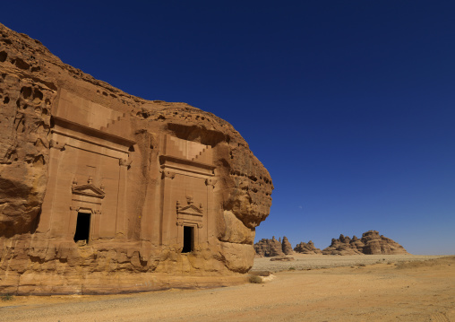 Nabataean tomb in al-Hijr archaeological site in Madain Saleh, Al Madinah Province, Alula, Saudi Arabia