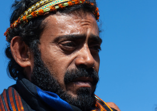 Portrait of an asiri flower man, Asir province, Al Farsha, Saudi Arabia