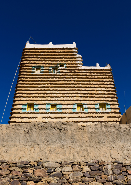 Traditional clay and silt homes in a village, Asir Province, Ahad Rafidah, Saudi Arabia