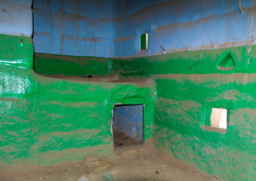 Painted wall of an asir traditional house, Asir Province, Ahad Rafidah, Saudi Arabia