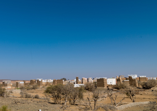 Traditional clay and silt homes in a village, Asir Province, Al Osran, Saudi Arabia