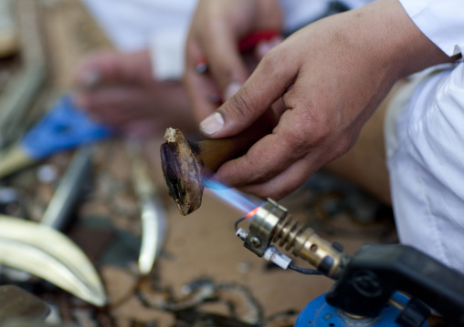 Saudi man making a jambiya, Najran Province, Najran, Saudi Arabia