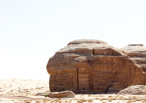 Nabataean tomb in al-Hijr archaeological site in Madain Saleh, Al Madinah Province, Alula, Saudi Arabia