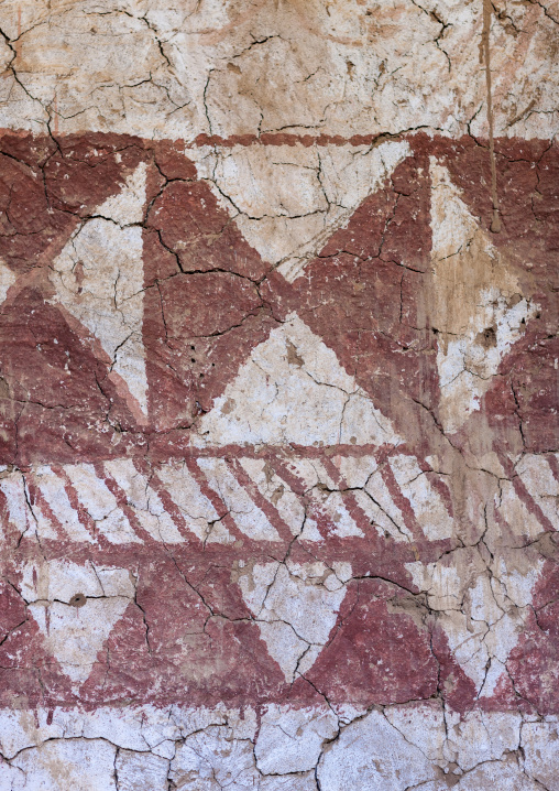 Painted wall decoration with geometrical motives, Makkah province, Taif, Saudi Arabia