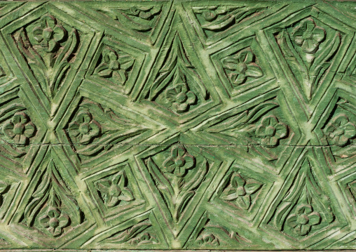 Detail of a wooden carving on an old ottoman house, Makkah province, Taif, Saudi Arabia