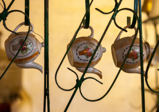 Teapots hung in a house, Makkah province, Taif, Saudi Arabia
