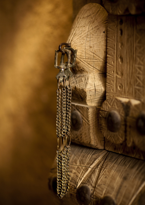 Old wooden door in musmak fort, Riyadh Province, Riyadh, Saudi Arabia