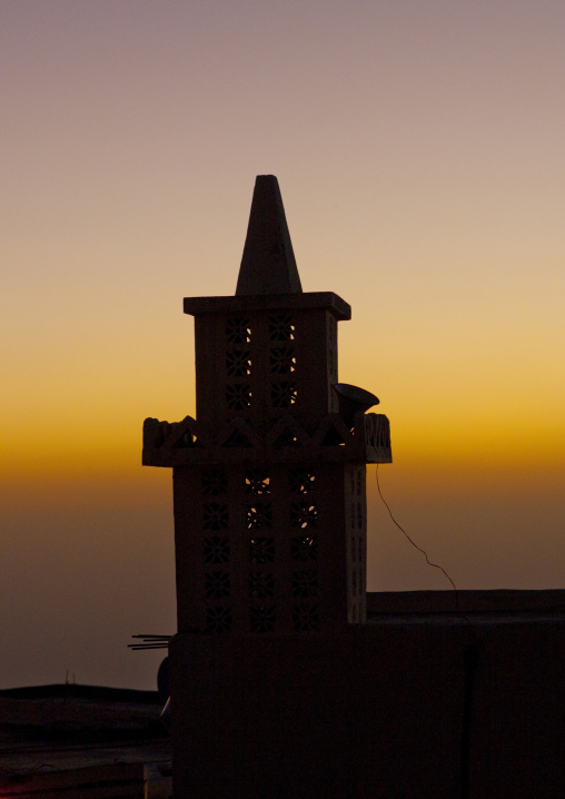 Mosque minaret at sunset, Fifa Mountains, Al-Sarawat, Saudi Arabia