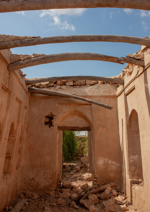 Collapsed ceiling in an abandoned turkish house, Jizan Region, Farasan island, Saudi Arabia
