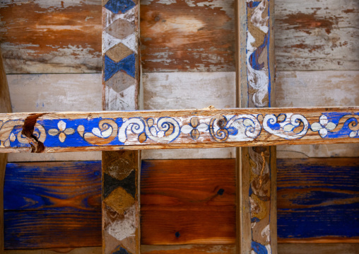 Painted ceiling of an old turkish house, Jizan Region, Farasan island, Saudi Arabia