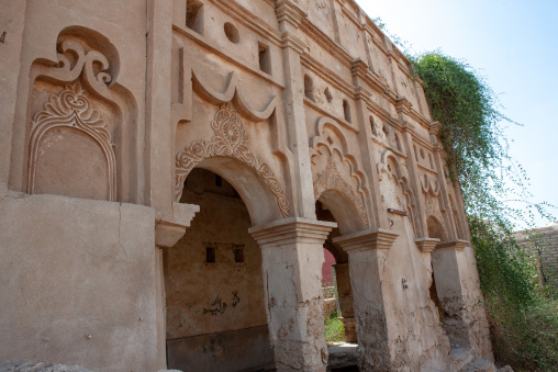 Gypsum decoration of the external walls of a turkish house, Jizan Region, Farasan island, Saudi Arabia