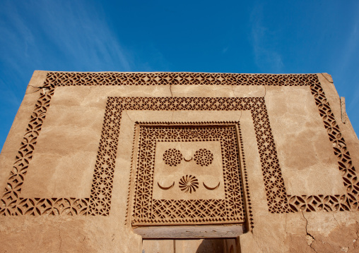 Gypsum decoration of the external walls of a turkish house, Jizan Region, Farasan island, Saudi Arabia