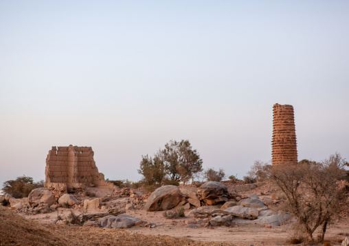 Traditional clay and silt watchtower used as a granary, Asir Province, Aseer, Saudi Arabia