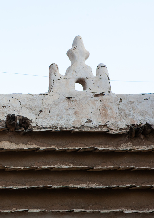 Detail of an old traditional house, Asir province, Abha, Saudi Arabia