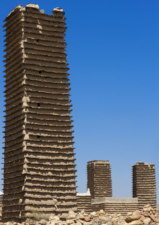 Traditional clay and silt homes in a village, Najran Province, Najran, Saudi Arabia