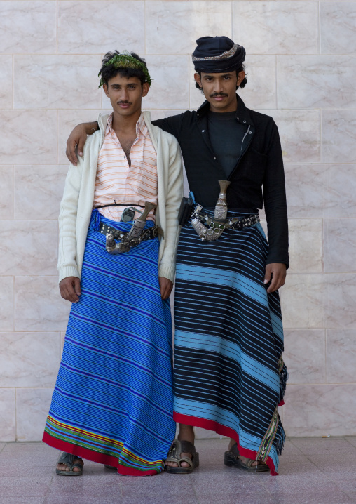 Portrait of flower men wearing a floral crown on the head, Jizan province, Addayer, Saudi Arabia