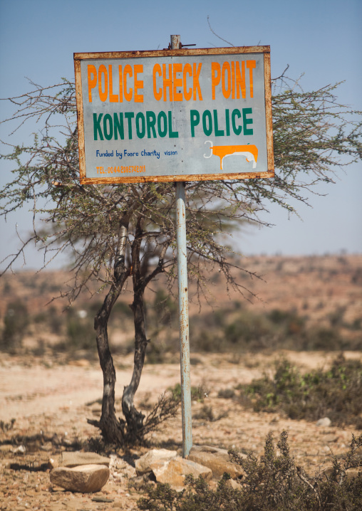 Police billboard in the the las geel area, Woqooyi Galbeed region, Hargeisa, Somaliland