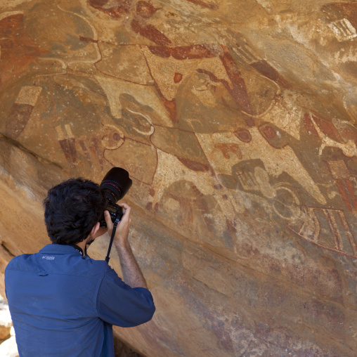 Backside Of Westerner Taking Pictures, Laas Geel Caves, Hargeisa, Somaliland