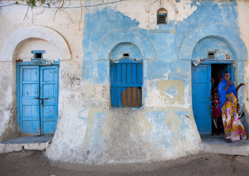 People Outside A Former Ottoman Empire House, Berbera Area, Somaliland