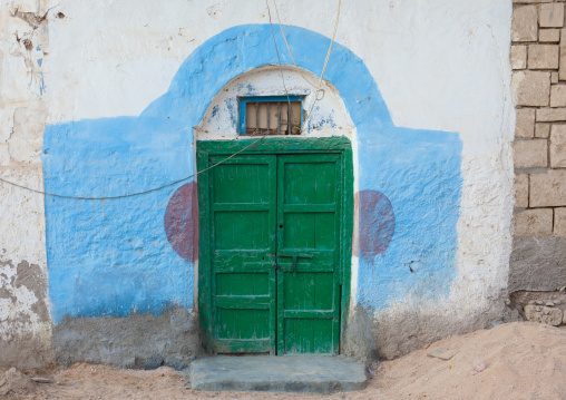Green Door Of A Former Ottoman Empire House, Berbera Area, Somaliland