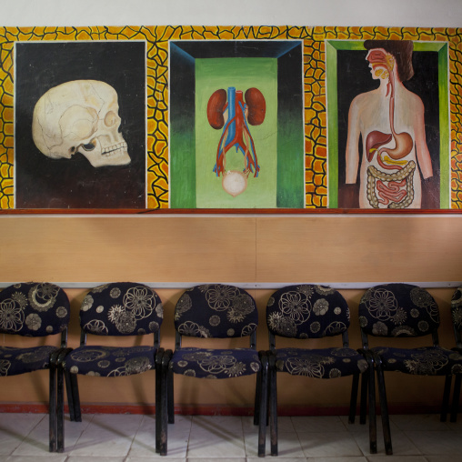 A Doctors Waiting Room With Organs Depicted On The Wall, Hargeisa, Somaliland
