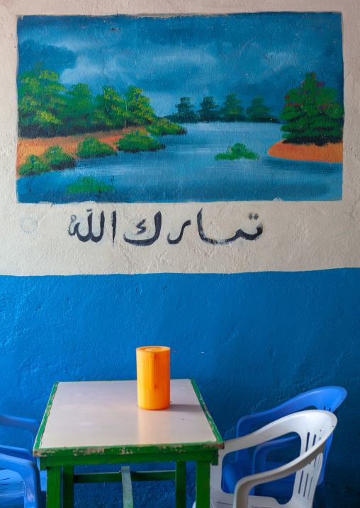 Inside a restaurant with decorated walls, Woqooyi Galbeed region, Hargeisa, Somaliland