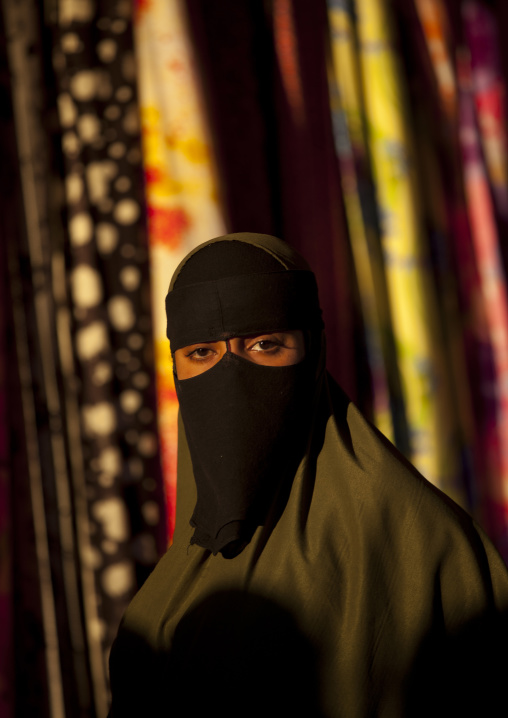 Portrait Of A Woman Wearing A Black Niqab, Boorama, Somaliland