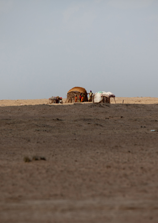 A somali hut called aqal in the desert, Awdal region, Lughaya, Somaliland