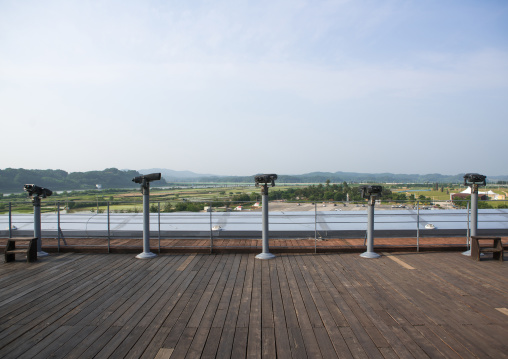 Binoculars in front of the border between north and south korea, Sudogwon, Paju, South korea