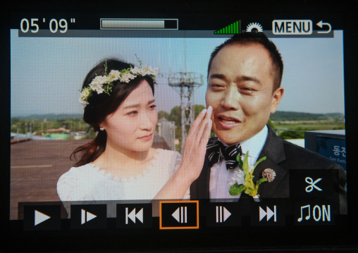 North korean defector jjoseph park crying with his south korean fiancee while recording a video on the dmz, Sudogwon, Paju, South korea