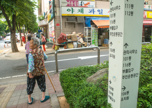 Old women from north korea in the street of yangcheong, National capital area, Seoul, South korea