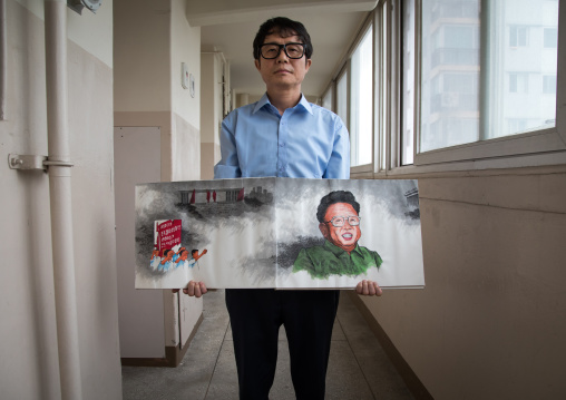 Former north Korea propaganda artist called Song Byeok, National Capital Area, Seoul, South Korea