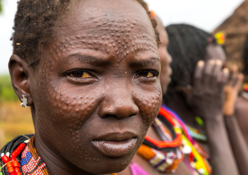 Toposa tribe woman with scarifications on the face, Namorunyang State, Kapoeta, South Sudan