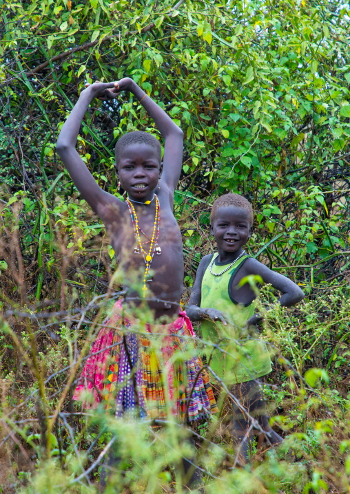 Portrait of Toposa children in the bush, Namorunyang State, Kapoeta, South Sudan