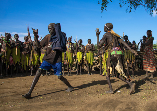 Toposa tribe people dancing during a ceremony, Namorunyang State, Kapoeta, South Sudan