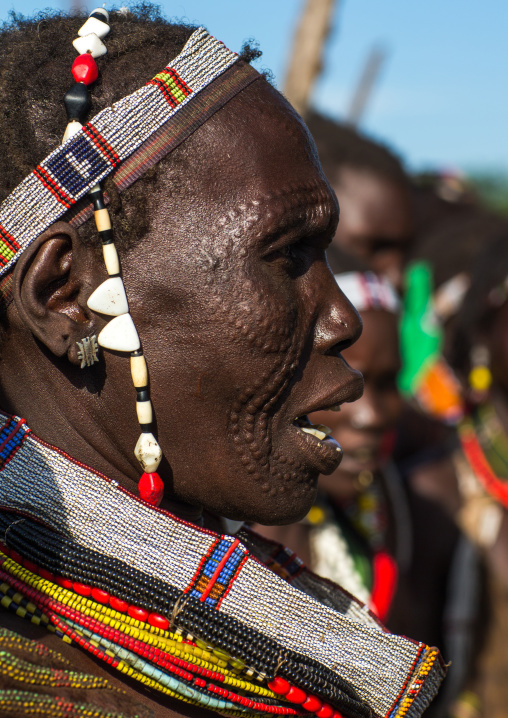 Toposa tribe woman with scarifications on the face, Namorunyang State, Kapoeta, South Sudan