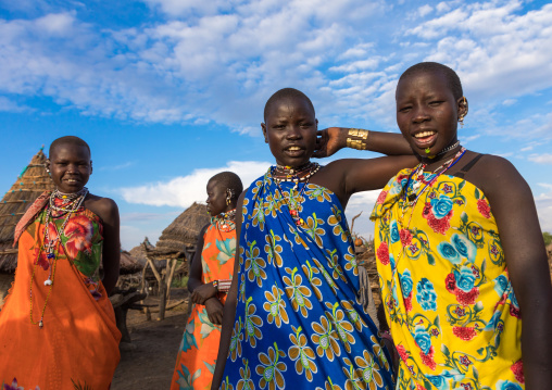 Toposa tribe women in traditional clothing, Namorunyang State, Kapoeta, South Sudan