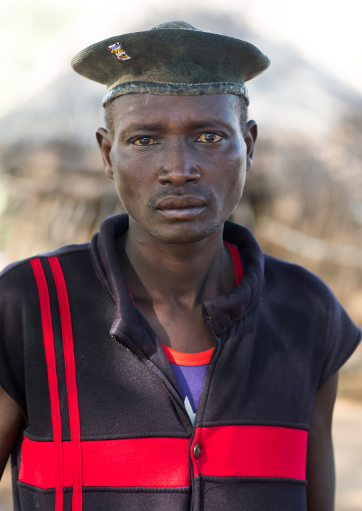 Larim tribe man wearing a military beret, Boya Mountains, Imatong, South Sudan