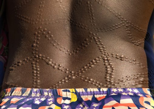 Scarifications on the back of a Larim tribe woman, Boya Mountains, Imatong, South Sudan