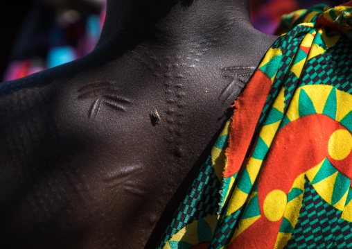 Scarifications on the back of a Larim tribe woman, Boya Mountains, Imatong, South Sudan