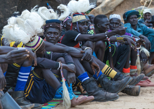 Larim tribe men during a wedding celebration, Boya Mountains, Imatong, South Sudan