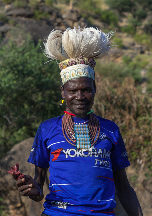 Larim tribe man during a wedding ceremony, Boya Mountains, Imatong, South Sudan