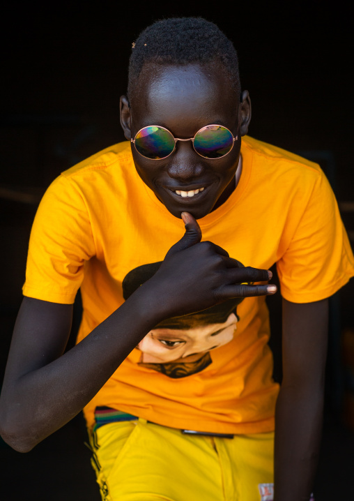 Mundari tribe student dressed in a western way, Central Equatoria, Terekeka, South Sudan