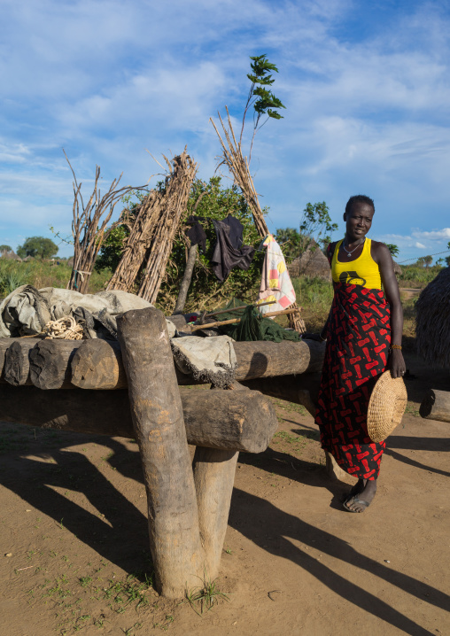 Mundari tribe woman in her village, Central Equatoria, Terekeka, South Sudan