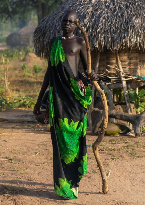 Mundari tribe woman in her village, Central Equatoria, Terekeka, South Sudan