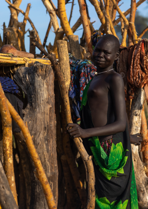 Mundari tribe woman in her village, Central Equatoria, Terekeka, South Sudan