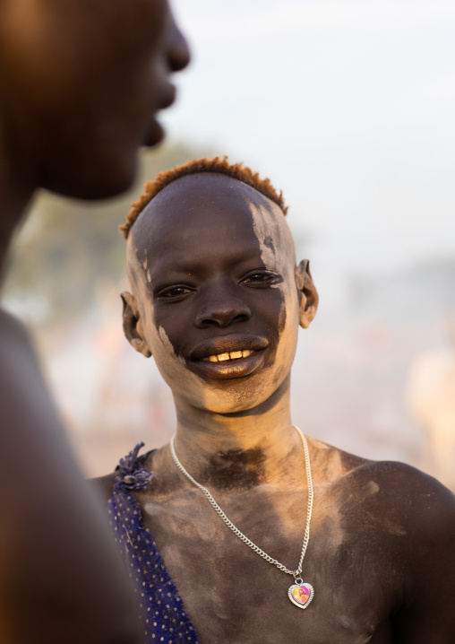 Mundari tribe boy covered in ash to protect from the mosquitoes and flies, Central Equatoria, Terekeka, South Sudan