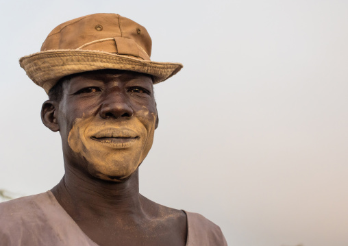 Portrait of a Mundari tribe man with a hat, Central Equatoria, Terekeka, South Sudan